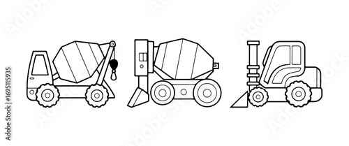 Construction vehicles working together on a building site to ensure progress during daylight hours