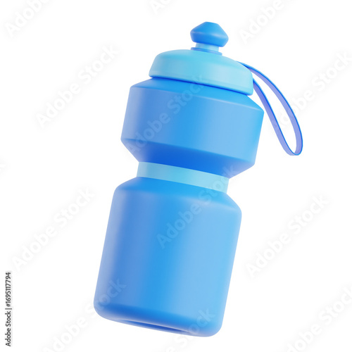 3D Render of a Blue Water Bottle