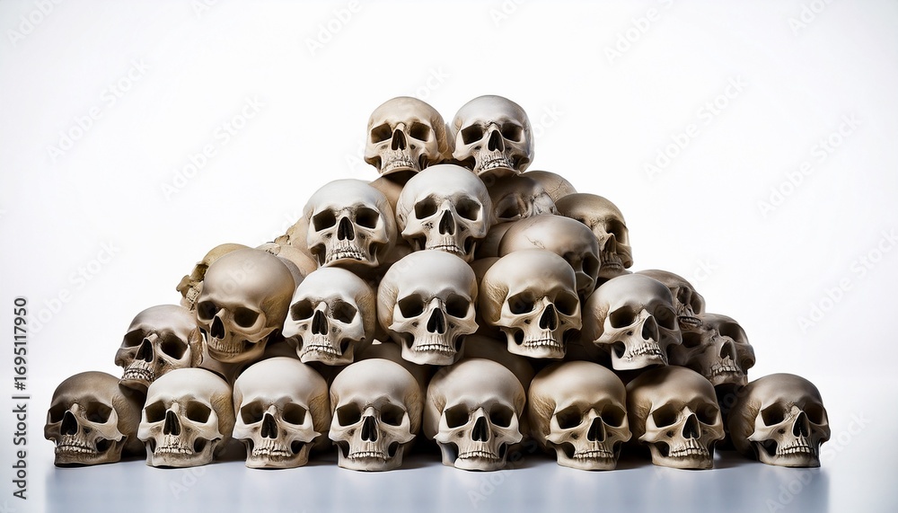 pile of mock up skulls on isolated white background pile of mock up skulls on isolated white background
