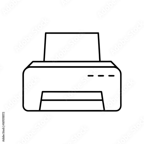Outline drawing of a printer machine icon on transparent background