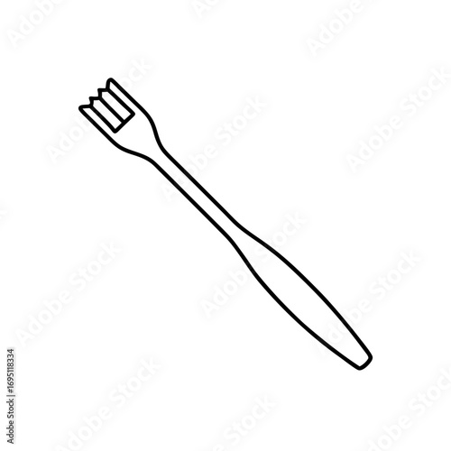 Illustration of a single line art fork tool on transparent background