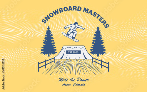 Snowboard Masters Vector Illustration. Logo, Design, Snowboard, Poster