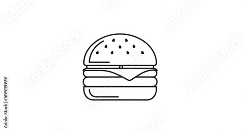 Burger line icon, outline vector sign, linear style pictogram fast food symbol, logo illustration
