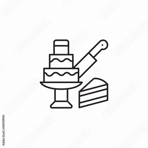 cutting wedding cake icon sign vector