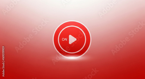 On button icon vector play symbol, logo illustration, red color, gradient background