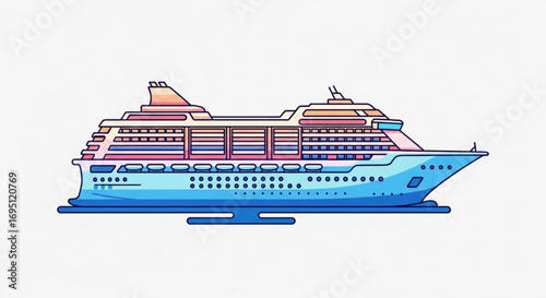Colorful cruise ship illustration, perfect for travel and vacation themed design projects
