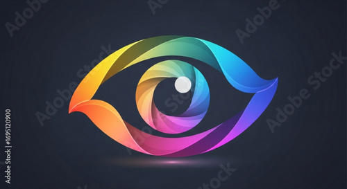 Colorful eye logo design with a modern and vibrant style that represents vision, creativity, and innovation