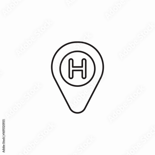 hotel location pin icon sign vector