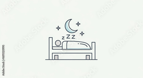 Sleeping person icon representing rest, dream, and night in a simple and minimalist style