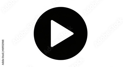 Black play button icon, symbolizing media playback and user interface element for video control