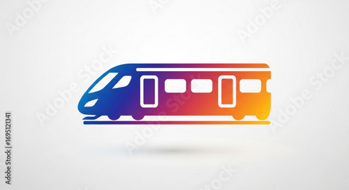 Modern train icon with gradient color, representing transportation and high speed travel