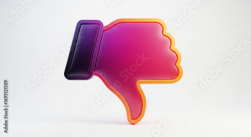 Dislike hand symbol in vibrant colors, representing disapproval or negative feedback in a modern style