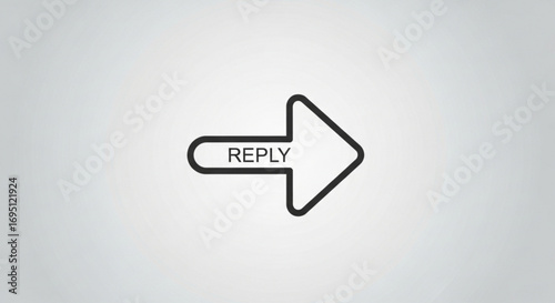 An arrow pointing to the right with the word reply inside, indicating a response or answer
