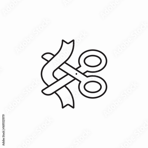 scissors cutting ribbon icon sign vector
