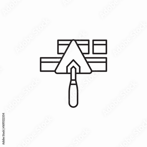 trowel on bricks icon sign vector