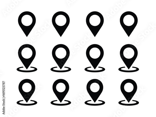 Sleek and Minimalist Location Pin Icons for Digital Mapping and Navigation Tools