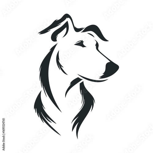 Stylish dog silhouette design for pet lovers or brand identity. Vector hand drawn illustration