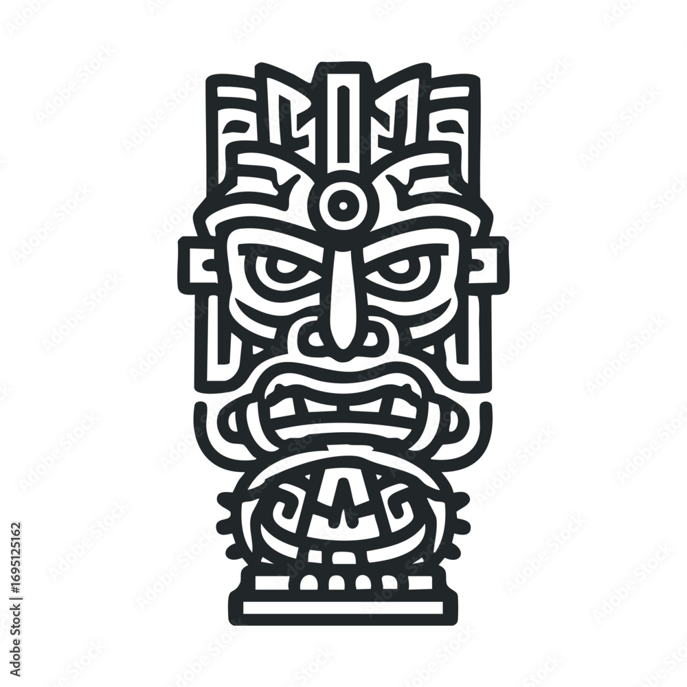 Obraz premium Ancient tribal mask design for cultural projects or events. Vector outline illustration