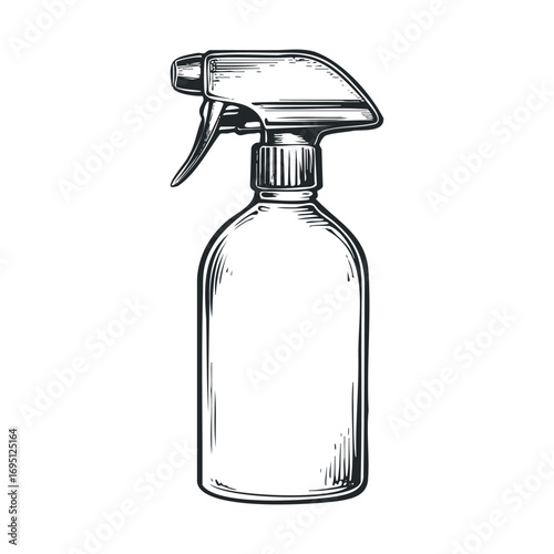 Cleaning spray bottle for household chores and maintenance tasks. Vector hand drawn illustration