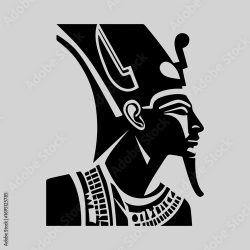 Egyptian Pharaoh Silhouette Sign Retro Flat Icon Concept, Pharaoh Vector Artwork, Black Icon Egyptian Pharaoh Illustration Vector Design