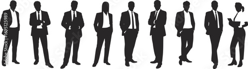 Business people, suit, professional, silhouette, vector set for office, corporate, team, employee, meeting, leadership, success