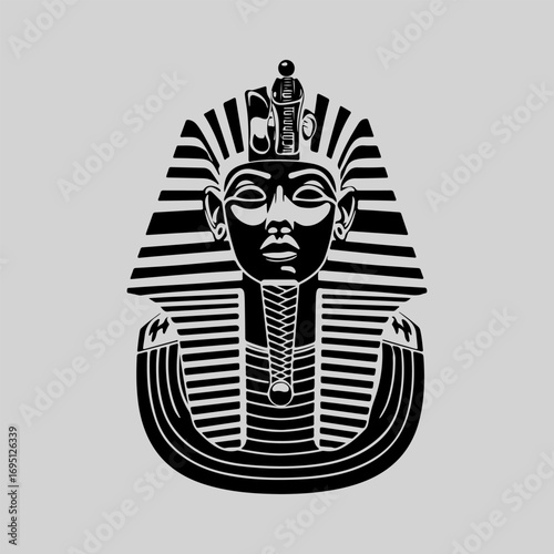 Egyptian Pharaoh Silhouette Sign Retro Flat Icon Concept, Pharaoh Vector Artwork, Black Icon Egyptian Pharaoh Illustration Vector Design
