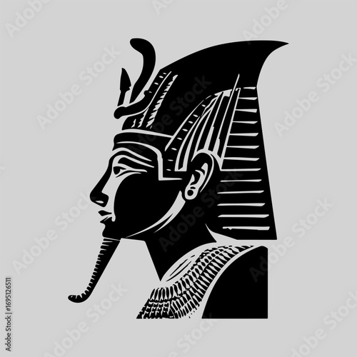 Egyptian Pharaoh Silhouette Sign Retro Flat Icon Concept, Pharaoh Vector Artwork, Black Icon Egyptian Pharaoh Illustration Vector Design