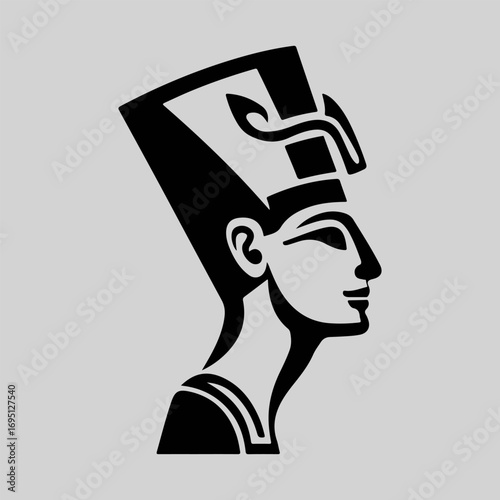 Egyptian Pharaoh Silhouette Sign Retro Flat Icon Concept, Pharaoh Vector Artwork, Black Icon Egyptian Pharaoh Illustration Vector Design
