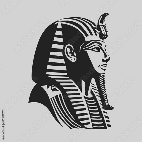 Egyptian Pharaoh Silhouette Sign Retro Flat Icon Concept, Pharaoh Vector Artwork, Black Icon Egyptian Pharaoh Illustration Vector Design