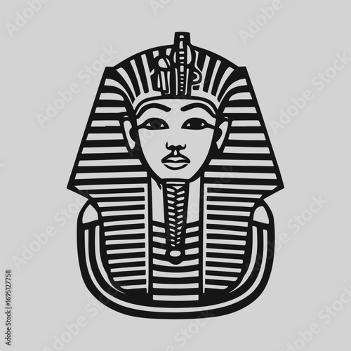 Egyptian Pharaoh Silhouette Sign Retro Flat Icon Concept, Pharaoh Vector Artwork, Black Icon Egyptian Pharaoh Illustration Vector Design