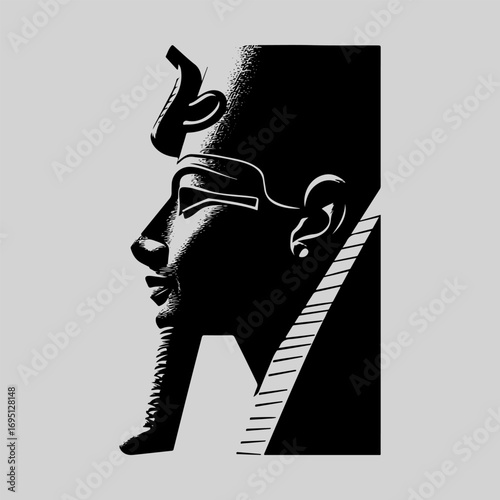 Egyptian Pharaoh Silhouette Sign Retro Flat Icon Concept, Pharaoh Vector Artwork, Black Icon Egyptian Pharaoh Illustration Vector Design