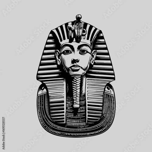 Egyptian Pharaoh Silhouette Sign Retro Flat Icon Concept, Pharaoh Vector Artwork, Black Icon Egyptian Pharaoh Illustration Vector Design