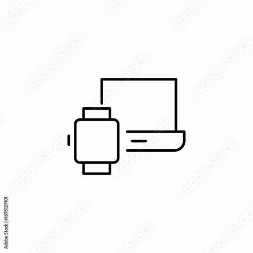 smartwatch laptop sync icon sign vector