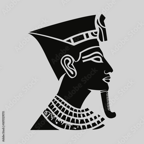 Egyptian Pharaoh Silhouette Sign Retro Flat Icon Concept, Pharaoh Vector Artwork, Black Icon Egyptian Pharaoh Illustration Vector Design
