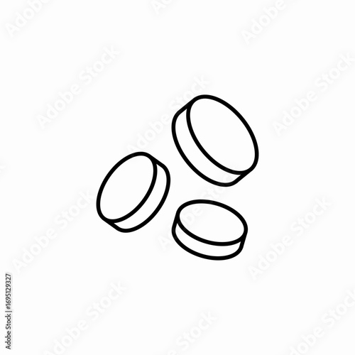 three loose coins icon sign vector