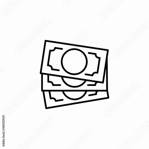 three paper bills icon sign vector