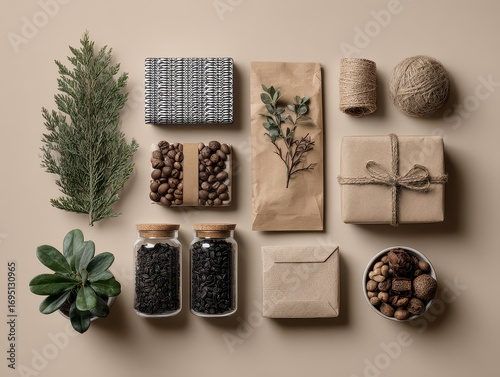 Eco Friendly Christmas Packaging Mockup Flatlay