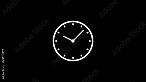 Wallpaper Mural 12 hours clock dial loop, twenty-four hours time lapse animation. analog clock ticking animation, Minimal analog clock animation on transparent background with alpha channel with ticking hands. Torontodigital.ca