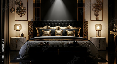 Luxury Bedroom Interior Design Featuring Elegant Decor and Soft Lighting In Modern Style