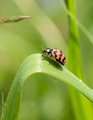 Ladybug on blade of grass