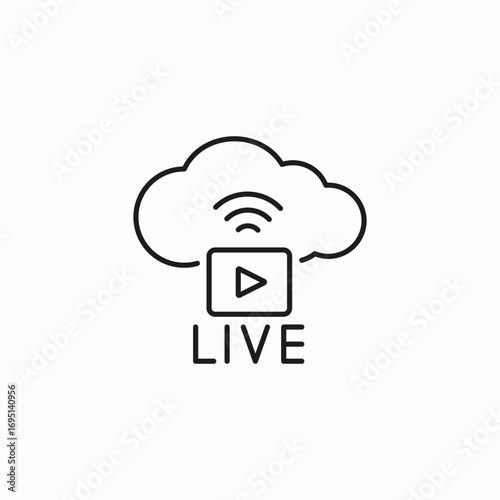 cloud stream live icon sign vector