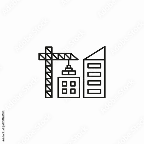 construction site with crane icon sign vector
