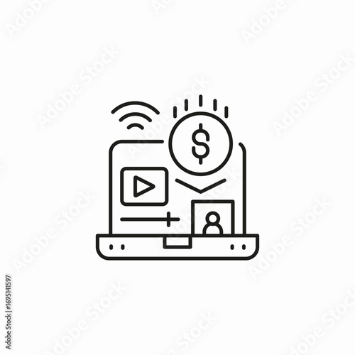 online monetized stream icon sign vector