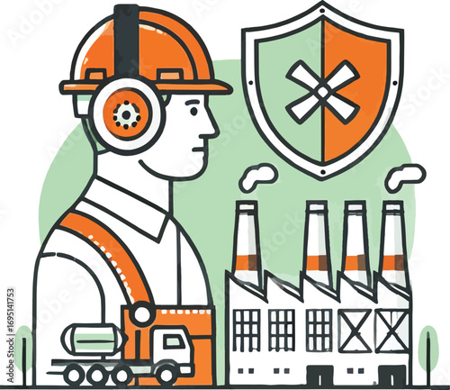 Industrial Worker Safety Orange Helmet Factory Protection