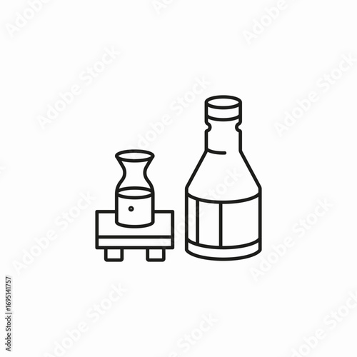 sake bottle cup icon sign vector