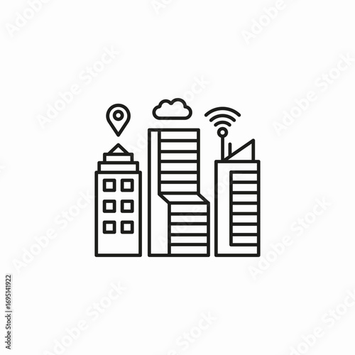 smart city skyscrapers icon sign vector
