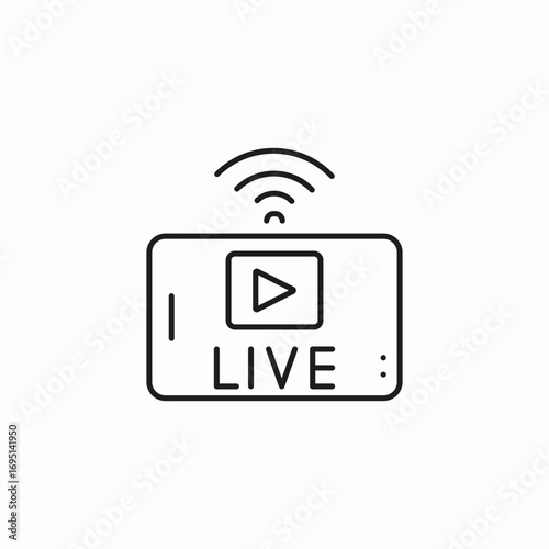smartphone live streaming icon sign vector