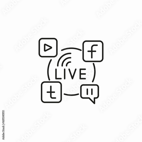social media live icon sign vector