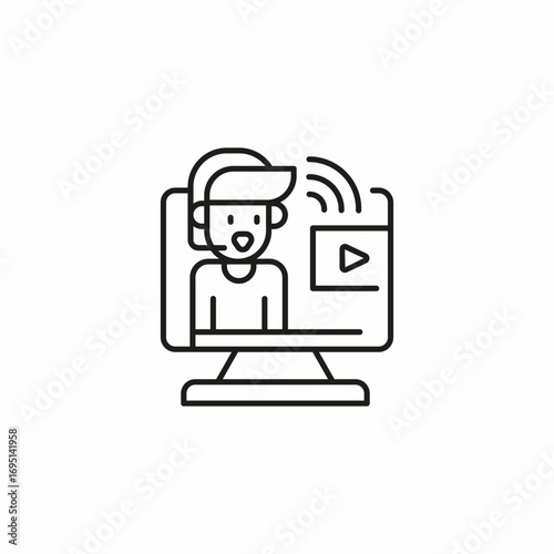 streamer webcam live icon sign vector