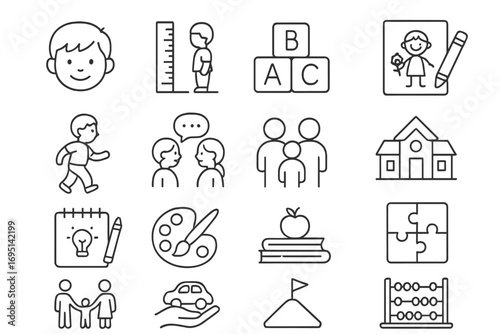 Education and School Line Icons Set